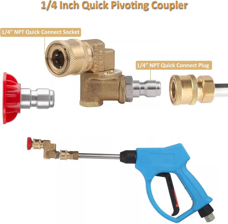 Lucstar Radiator Cleaning Wand Accessories,Quick Connect Pivoting Coupler, 240 Degree with 7 Angles for Pressure Washer Nozzle Tips,Pressure Washer Gutter Attachment - Image 4